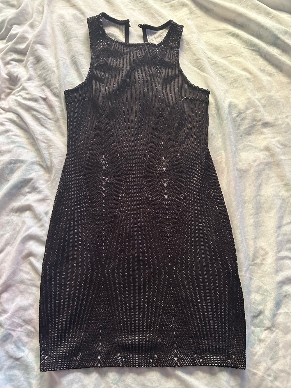 iris Black Sleeveless Mesh Bodycon Mini Dress